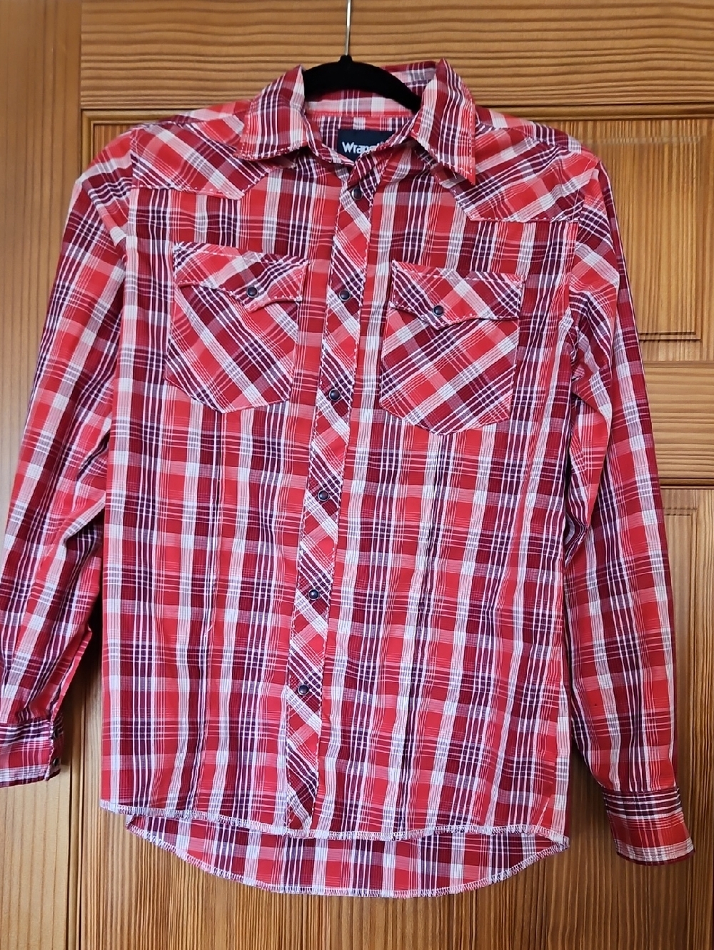 Wrangler Red Plaid Western-Style Button Shirt